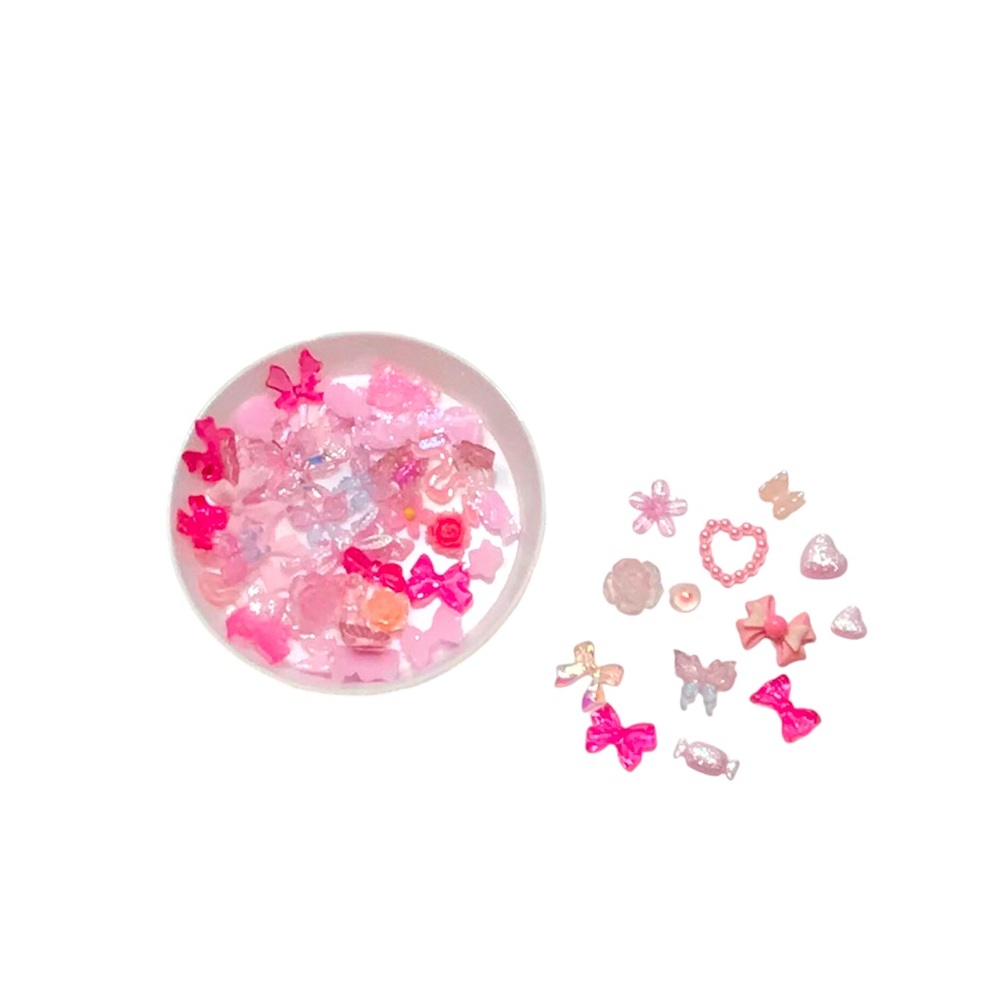 🆕 Pink Resin Nail Charm 50pc Mixed Pieces